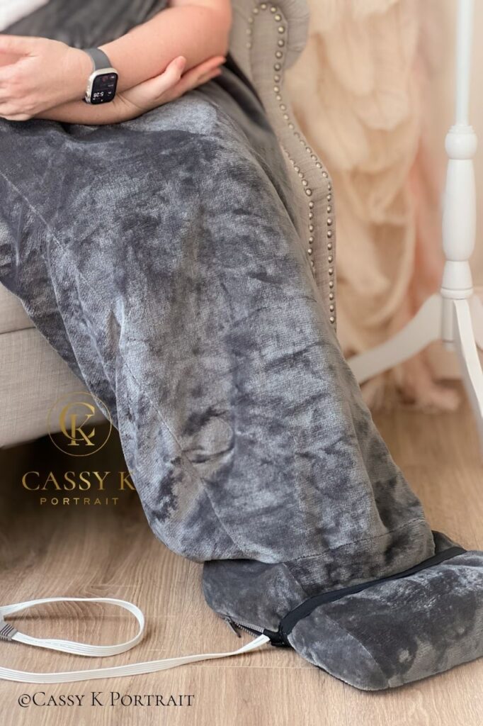 Cassy boudoir photographer of Cassy K Portrait talks about her favorite snuggly heated lap cocoon with vibrating foot pad
